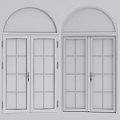 Elegant Double Doors With Arched Top Glass Grid Panels And Black Frame Design
