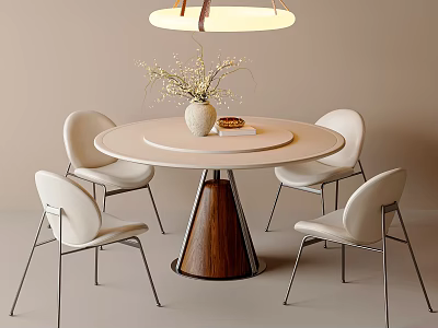 Elegant Minimalist Round Dining Table And Soft Upholstered Chair Set For Cozy Home Dining Space 3d model
