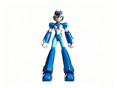 Decorative Ornament Figurine Set With Blue White Robot Action Figure Model 3d model