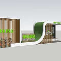 Modern Post Station With Wooden Structure Green Design And Parking Area