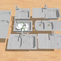 Multiple Stainless Steel Kitchen Sinks Including Single And Double Bowl With Drainboard On Wooden Surface