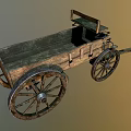 Vintage Wooden Garden Cart Decorative Piece With Large Wheels For Landscaping