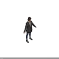 Short Hair Female Character In School Uniform With Blazer Skirt Blue Stockings Front Back View