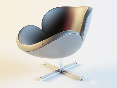 Modern Design Accent Chair With Curved Shape Smooth Surface And Metal Base 3d model
