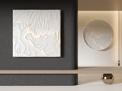 Modern Square and Circular Embossed White Textured Wall Decorations for Interior Design 3d model