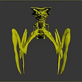 Mythical Multi Limbed Fantasy Creature With Red Black Body And Glowing Yellow Limbs