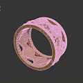 Golden Wide Band Carved Hollow Ring With Intricate Patterns And Shiny Surface
