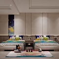 Modern Hotel Guest Room with Kids Teepee Colorful Bedding and Decorative Painting