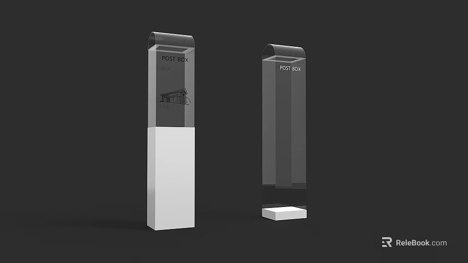 Modern Public Facilities Postal Pillars With Transparent Design And POSTEN Signage 3d model