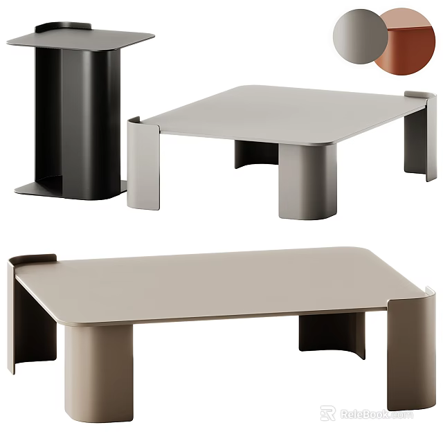 Modern Sleek Coffee Table Design With Geometric Legs And Neutral Color Finish 3d model 