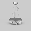 Modern Chandelier With Circular Base Curved Metal Wires And White Decorative Pendants