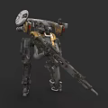 Sci Fi Mecha Game Movie Character With Detailed Mechanical Armor And Long Rifle 3d model