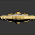 Golden Ornate Weapon Staff With Circular Red Symbol And Intricate Design