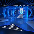 Stunning Stage Design With Blue Lighting Steps And LED Display Screen