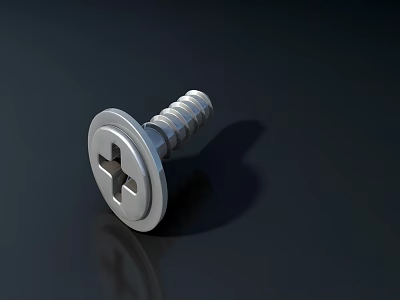 Silver Cross Head Metal Screw Component For Sports Equipment Assembly Use 3d model