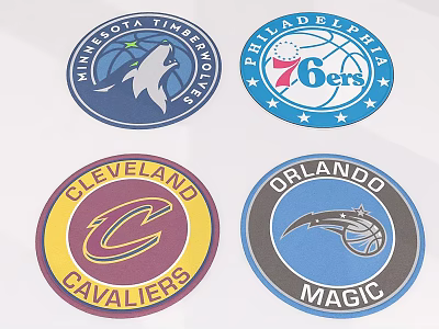 Collection of NBA Basketball Team Logos Featuring Minnesota Timberwolves Philadelphia 76ers Cleveland Cavaliers Orlando Magic 3d model