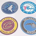 Collection of NBA Basketball Team Logos Featuring Minnesota Timberwolves Philadelphia 76ers Cleveland Cavaliers Orlando Magic