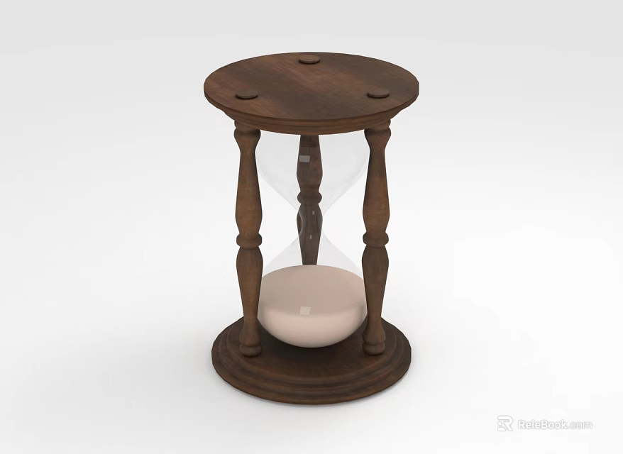 Decorative Ornament Set With Hourglass Wooden Structure Glass Container And Sand 3d model 