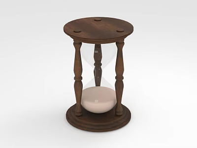 Decorative Ornament Set With Hourglass Wooden Structure Glass Container And Sand 3d model