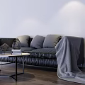 Modern double sofa sofa coffee table combination 3d model