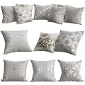 Geometric Patterned Decorative Pillows With Neutral Tones Various Designs And Textured Fabric