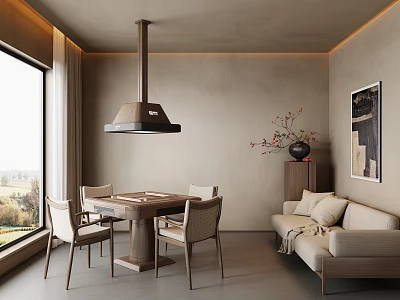 Hotel Chess Room Modern Interior With Wooden Table Comfortable Sofa And Chandelier Lighting 3d model