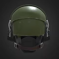 Military Tactical Weapon Helmet With Green Shell Headphones And Face Mask