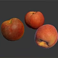 Fresh Juicy Ripe Red and Orange Peaches on Dark Background with Reflection