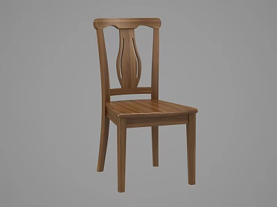 Classic Solid Wood Dining Chair With Slatted Backrest And Straight Legs Design 3d model