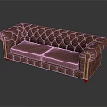 Classic Brown Leather Chesterfield Sofa With Tufted Backrest And Rolled Arms