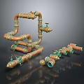 Pipe water pipe valve iron pipe fitting flange tee joint pipe water pipe valve 3d model