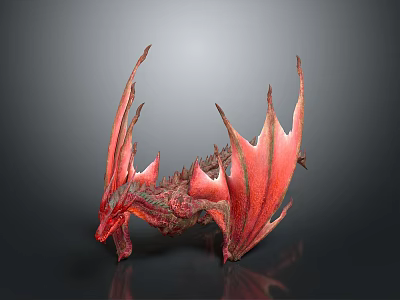 Red Scaly Mythical Dragon Game Movie Character With Large Detailed Wings 3d model