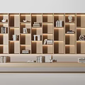 Modern Open Bookcase Interior With Layered Shelves Books And Decorative Objects 3d model