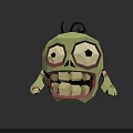 Cartoon Character Green Creature With Big Eyes Open Mouth And Sharp Teeth