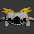 Futuristic Robot Game Movie Character With White Black Orange Armor And Yellow Chest Emblem