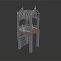 Detailed Architectural Model of Arched Tower with Multi Level Structure and Balustrade