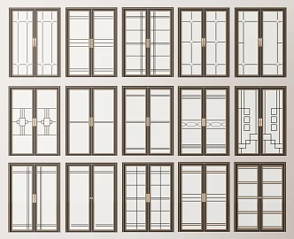 New Chinese style sliding door glass door 3d model