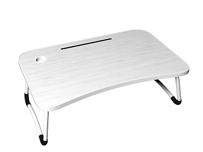 White Foldable Laptop Desk With Vent Hole And Foldable Legs Design 3d model