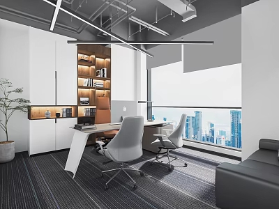 Modern Office Manager Office Chairman's Office Big Desk President's Office Sofa Combination Decorative Cabinet 3d model