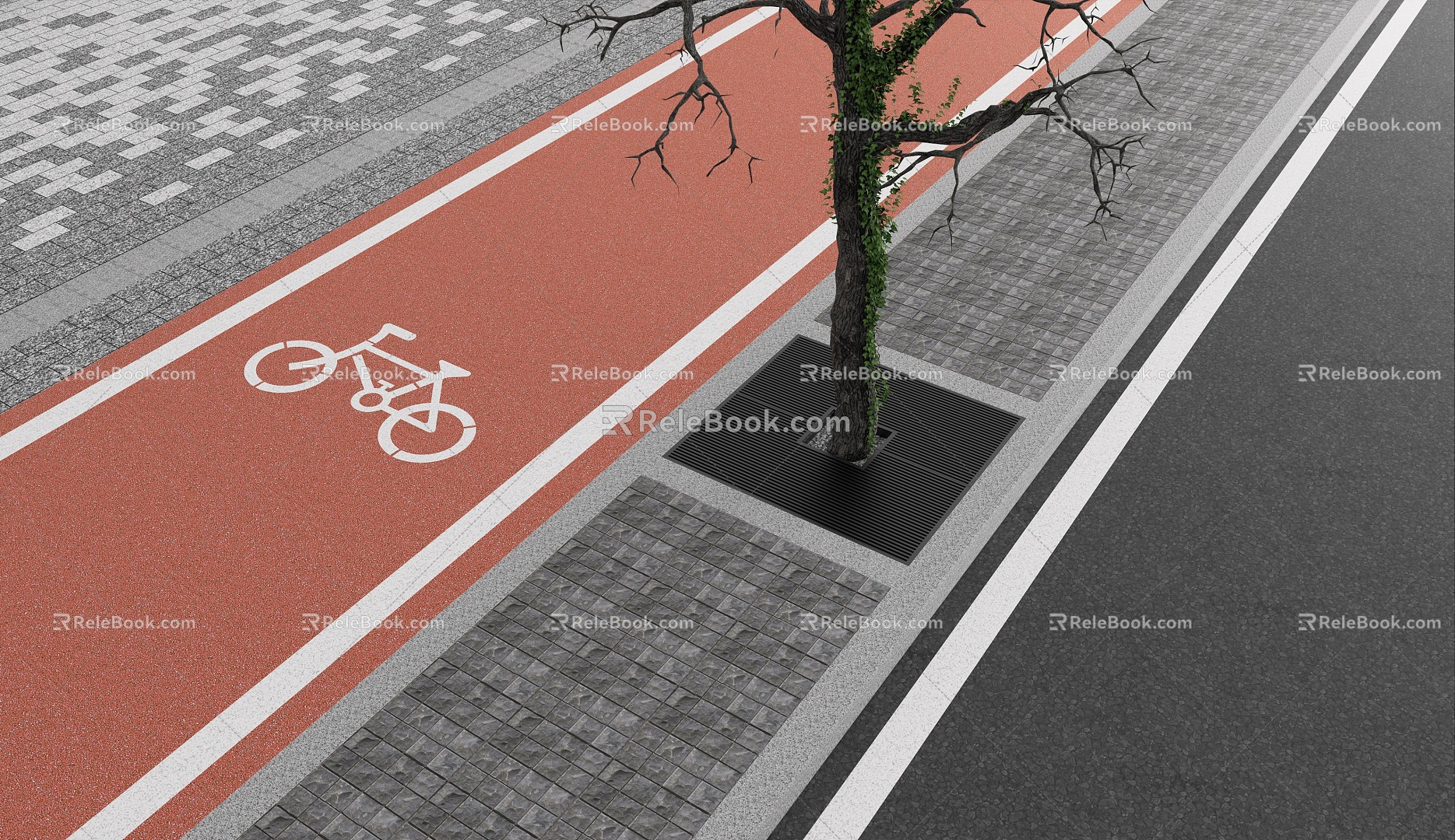 Modern Tree Pool Landscape Tree Pool Tree Grate Rainwater Grate Paving Pavement Sidewalk Asphalt Road 3d model