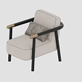 Modern Single Sofa With Light Beige Upholstery Black Armrests And Gray Cushion