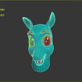Cute Blue Animal Head Decorative Furniture Piece With Green Eyes And Smile