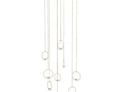Modern Chandelier with Multiple Glass Balls Hanging on Thin Strings Minimalist Design 3d model