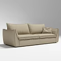 Modern Minimalist Beige Fabric Two-Seater Sofa With Cushioned Backrest And Comfortable Seating