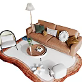 Nordic Sofa Coffee Table Combination 3d model