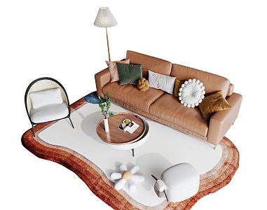 Nordic Sofa Coffee Table Combination 3d model