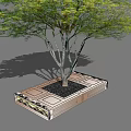 Tree Pit With Decorative Stone Frame Green Foliage And Black Soil 3d model