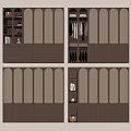 Modern Wooden Wardrobe Design With Louvered Doors Open Storage And Hanging Space