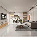 Modern Living Dining Room Interior Design With Sofa Coffee Table Dining Table And Plants