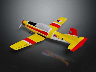 Yellow Model Airplane With Red And White Stripes And L-11 Tail Marking 3d model
